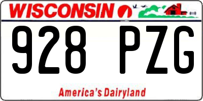 WI license plate 928PZG