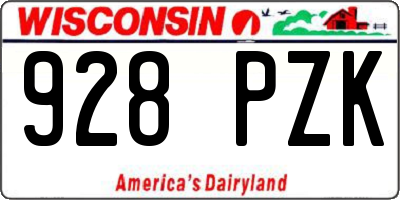 WI license plate 928PZK