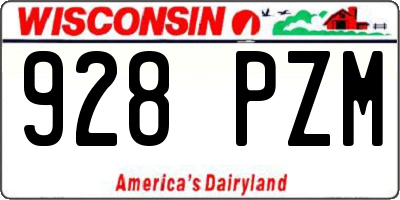 WI license plate 928PZM