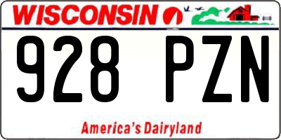 WI license plate 928PZN