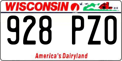 WI license plate 928PZO