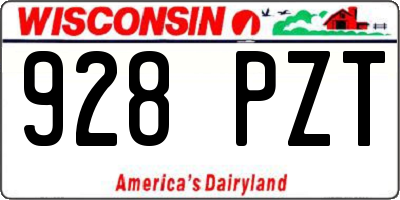 WI license plate 928PZT