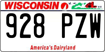 WI license plate 928PZW