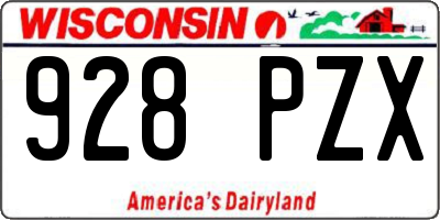 WI license plate 928PZX