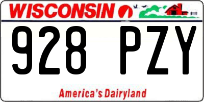 WI license plate 928PZY