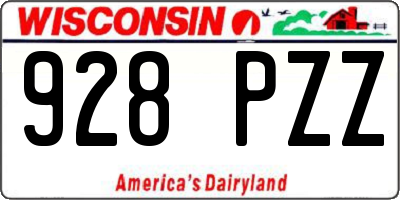 WI license plate 928PZZ