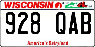 WI license plate 928QAB