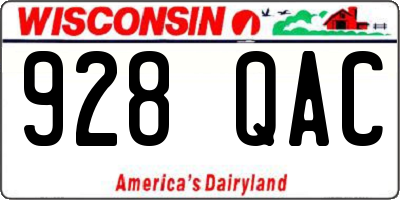 WI license plate 928QAC