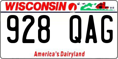 WI license plate 928QAG