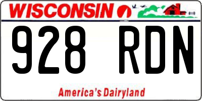 WI license plate 928RDN
