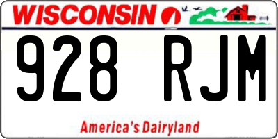 WI license plate 928RJM