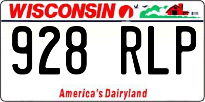WI license plate 928RLP