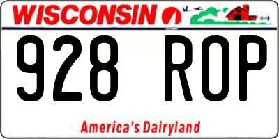 WI license plate 928ROP