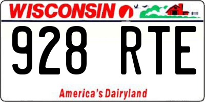 WI license plate 928RTE