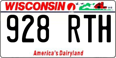 WI license plate 928RTH