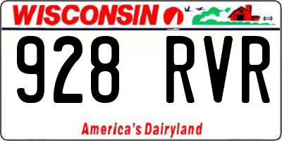WI license plate 928RVR