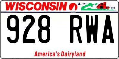 WI license plate 928RWA