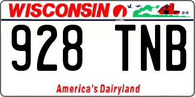 WI license plate 928TNB