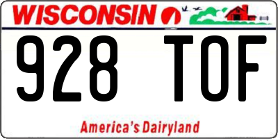 WI license plate 928TOF