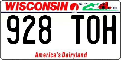 WI license plate 928TOH