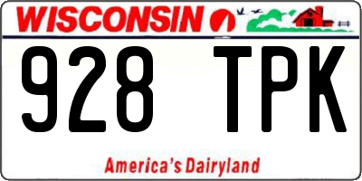 WI license plate 928TPK
