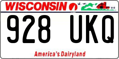WI license plate 928UKQ
