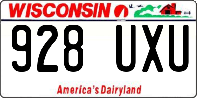 WI license plate 928UXU