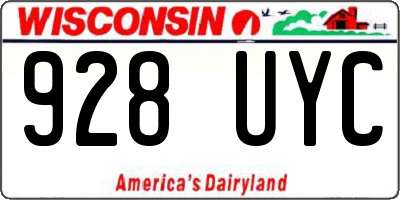 WI license plate 928UYC