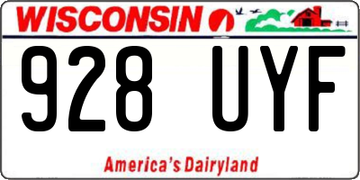 WI license plate 928UYF