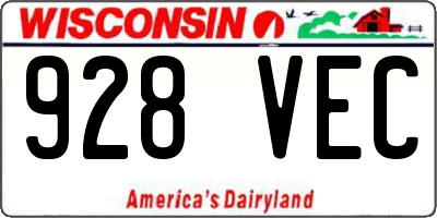 WI license plate 928VEC