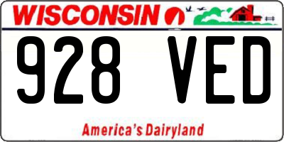 WI license plate 928VED