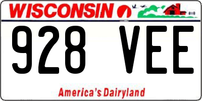 WI license plate 928VEE