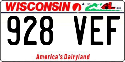 WI license plate 928VEF