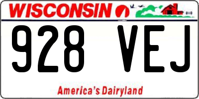 WI license plate 928VEJ