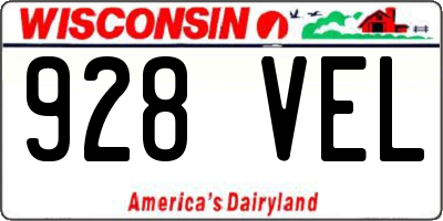WI license plate 928VEL