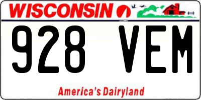 WI license plate 928VEM