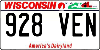 WI license plate 928VEN