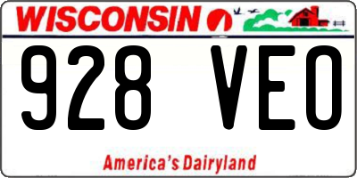 WI license plate 928VEO