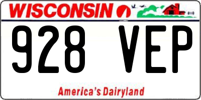 WI license plate 928VEP