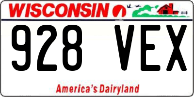 WI license plate 928VEX
