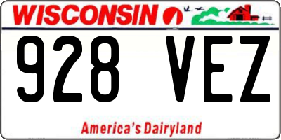 WI license plate 928VEZ
