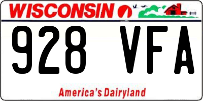 WI license plate 928VFA