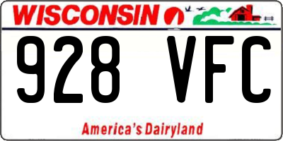WI license plate 928VFC