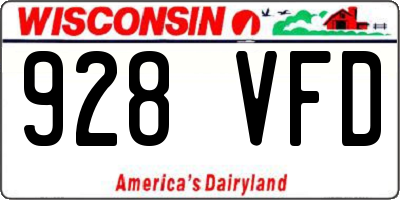 WI license plate 928VFD