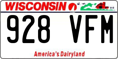 WI license plate 928VFM