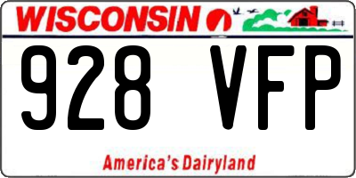 WI license plate 928VFP