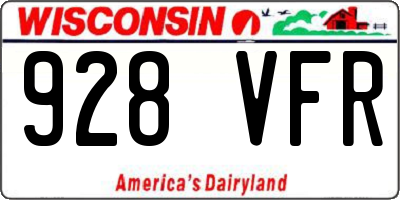 WI license plate 928VFR