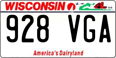 WI license plate 928VGA