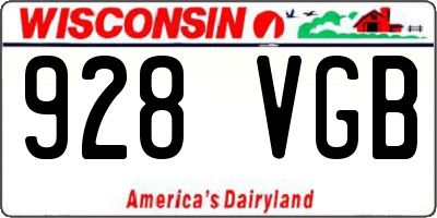 WI license plate 928VGB