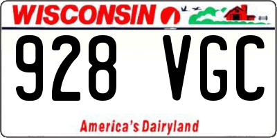 WI license plate 928VGC